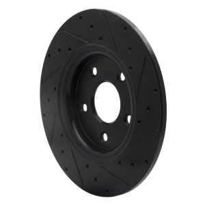 Chrysler Town & Country Brake Rotor (1) - Rear Left - R1 Concepts - Drilled & Slotted - Black - `12-`20